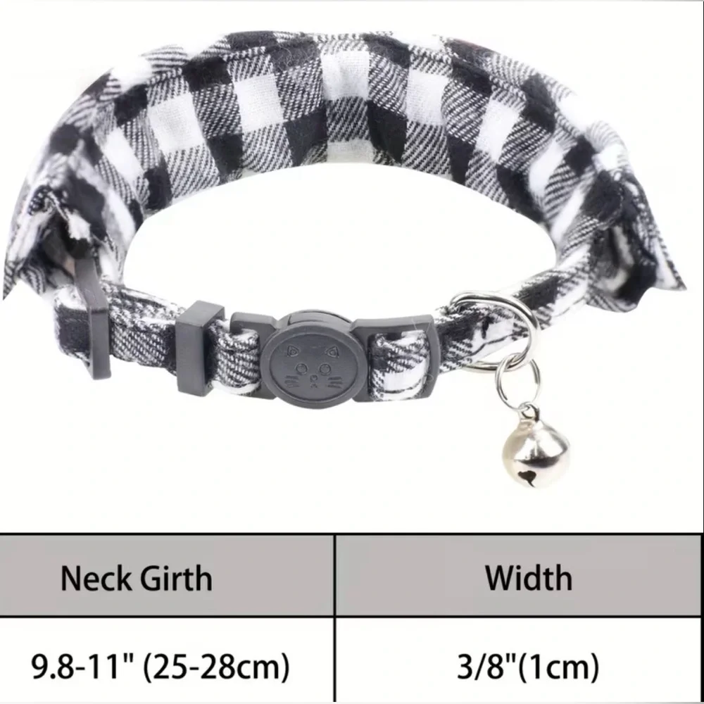 Pink Plaid Pet Cat Collar with Bell